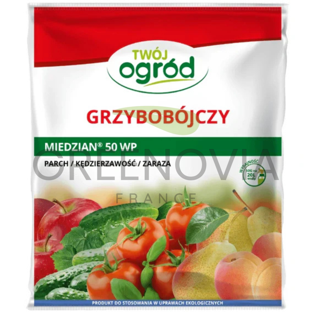 Miedzian 50 WP 50g (Oxychlorure de cuivre) – Fongicide préventif pour jardin et cultures